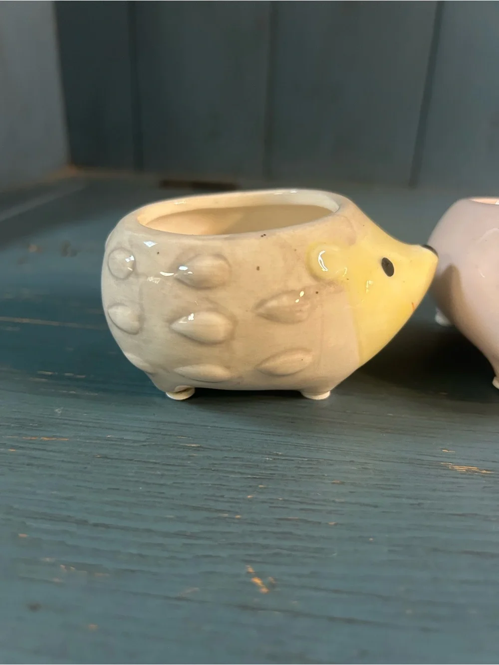 Pastel Animal Ceramic Mini Planter Set - Pink Pig, Yellow Hedgehog, & Blue Elep